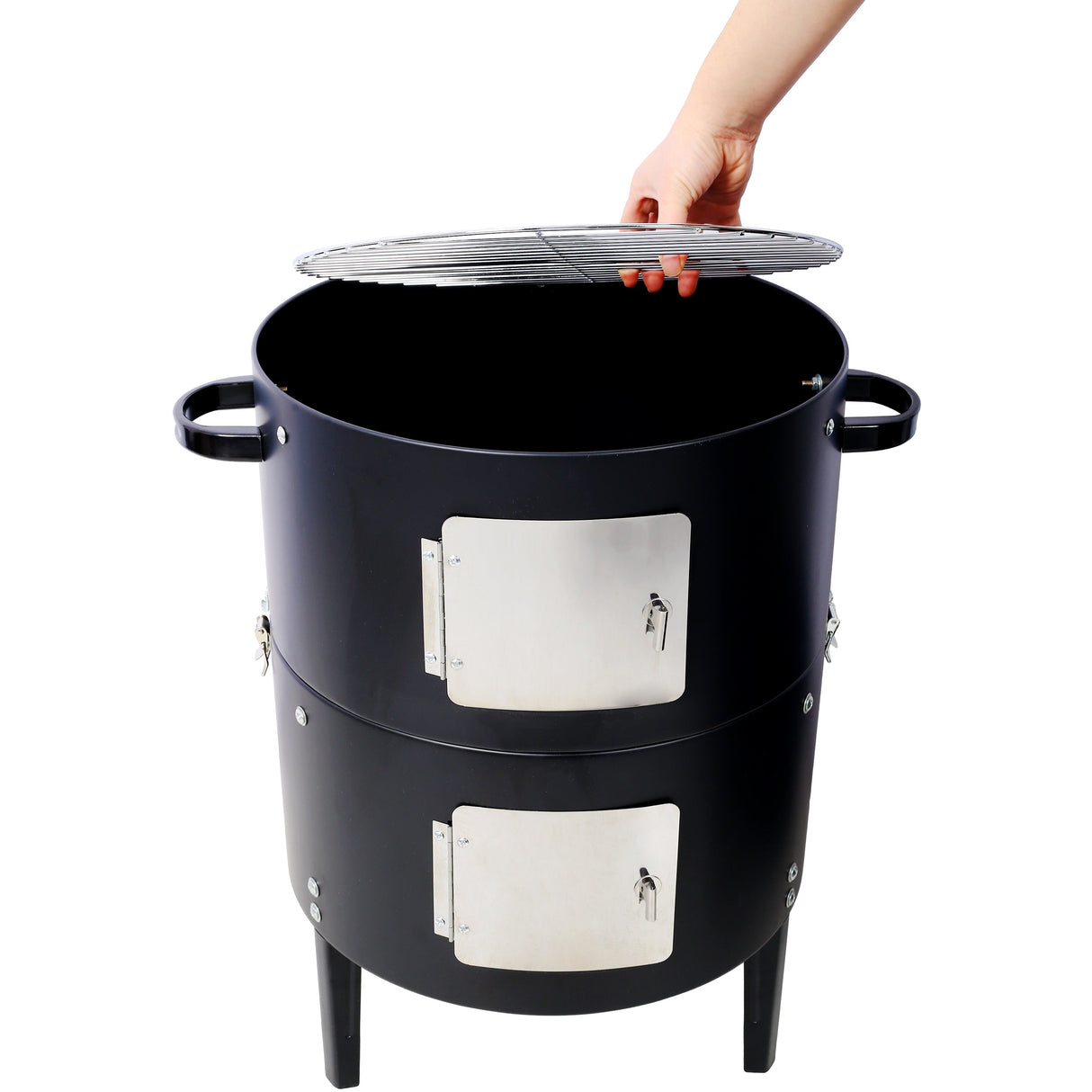 17 Inch Steel Charcoal Smoker Heavy Duty Round BBQ Grill