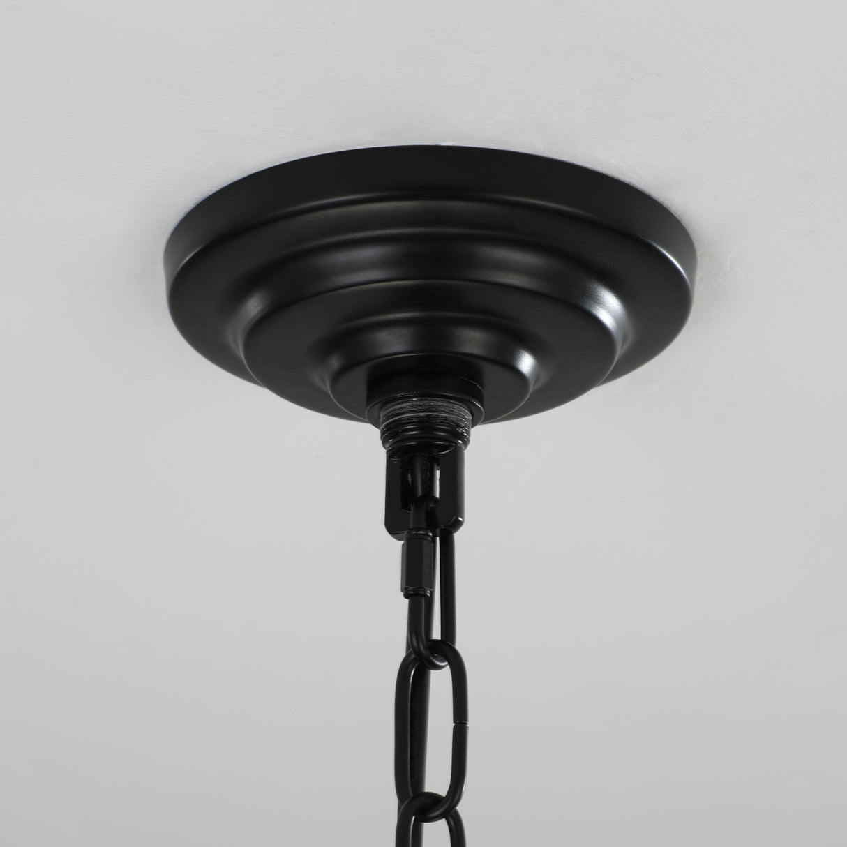 18' Modern 8-Light Black & Chrome Geometric Pendant Chandelier, Industrial Metal Frame, Adjustable Hanging Light for Living Room, Dining Room, Kitchen (No Bulbs)