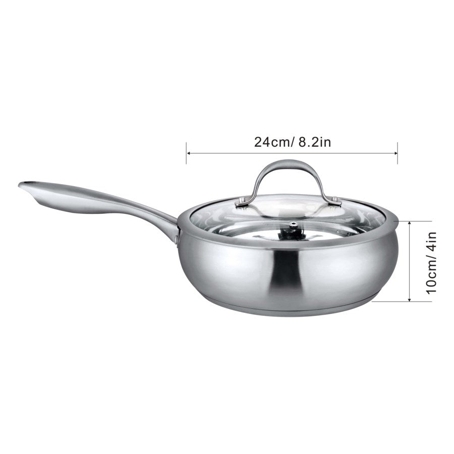 Stainless Cookware 9.5-Inch Fry Pan with Lid