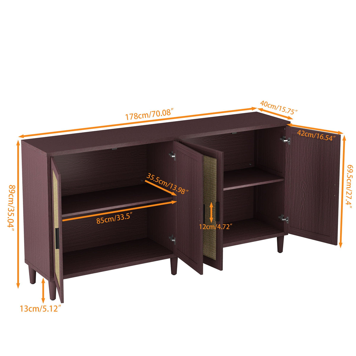 Buffet Cabinet With Adjustable Shelves For Kitchen