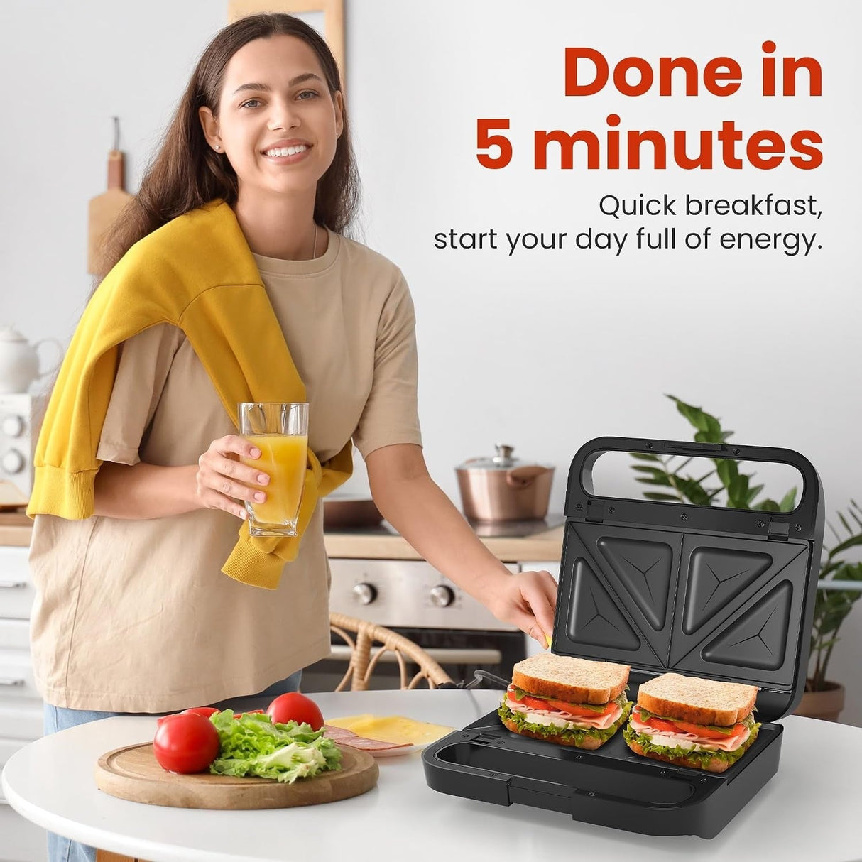 3-in-1 Electric Sandwich Maker & Waffle Grill