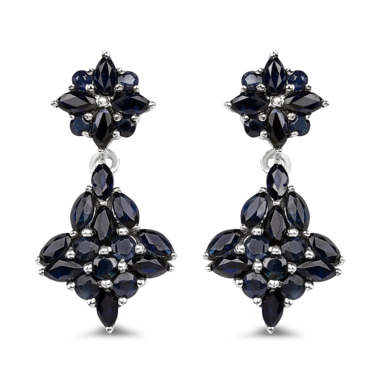 3.33 Carat Genuine Blue Sapphire .925 Sterling Silver Earrings