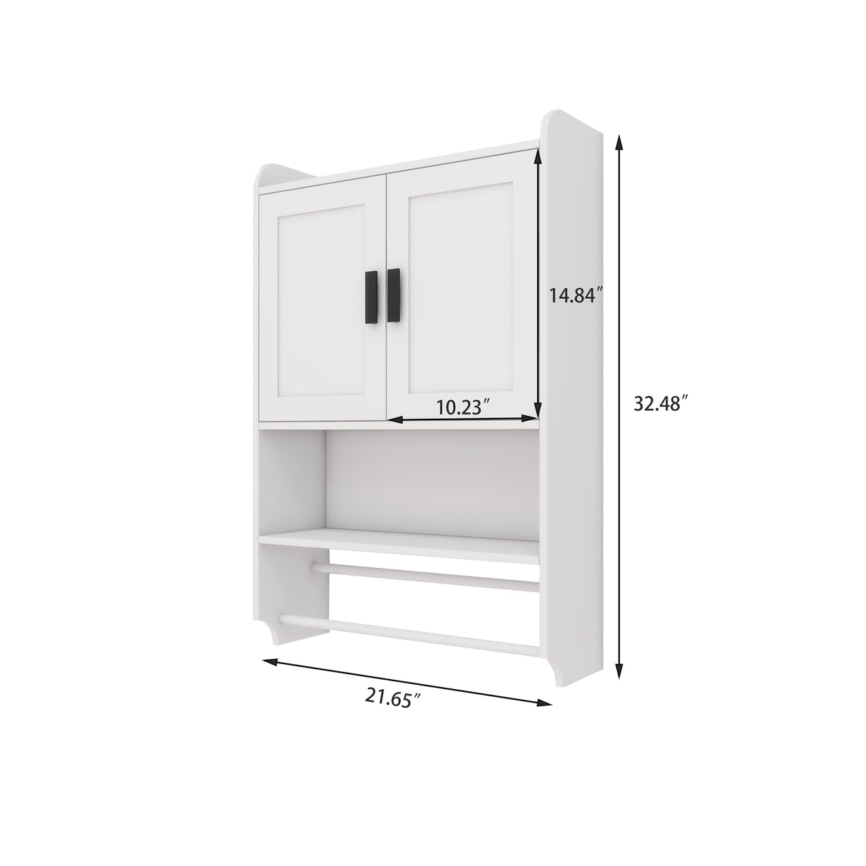 Bathroom Wall Cabinet with Doors, Adjustable Shelf, Towel Bar, and Paper Holder