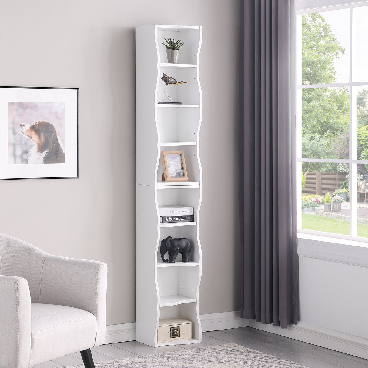 8-Layer Adjustable Shelf Ultra-Thin Bookshelf