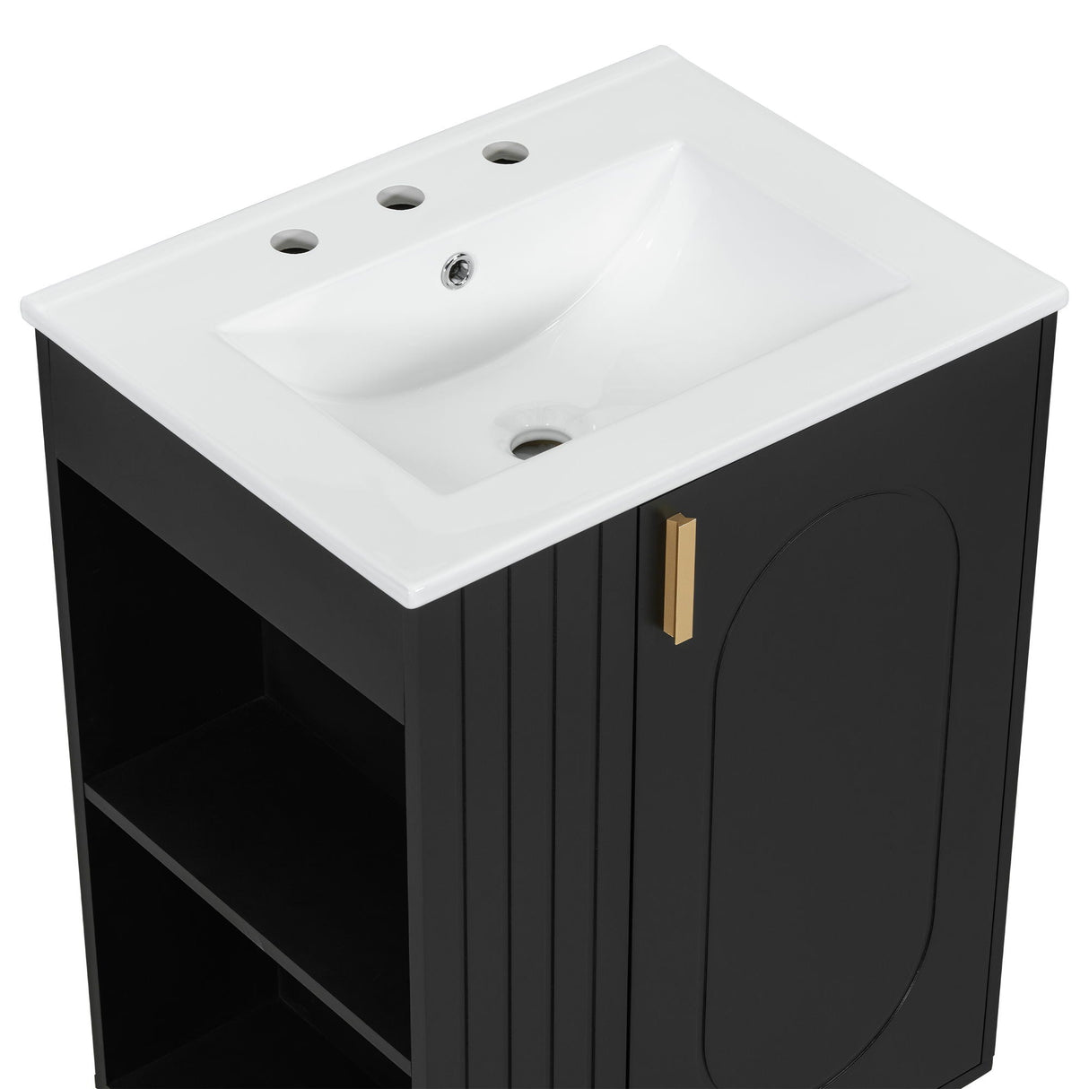 Classic Retro Bathroom Vanity With Sink, Door Shelf, Side Open Storage Frame