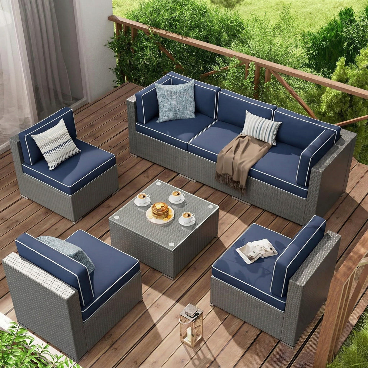 Cushion Covers for 7 Pcs Wicker Rattan Sectional Sofa