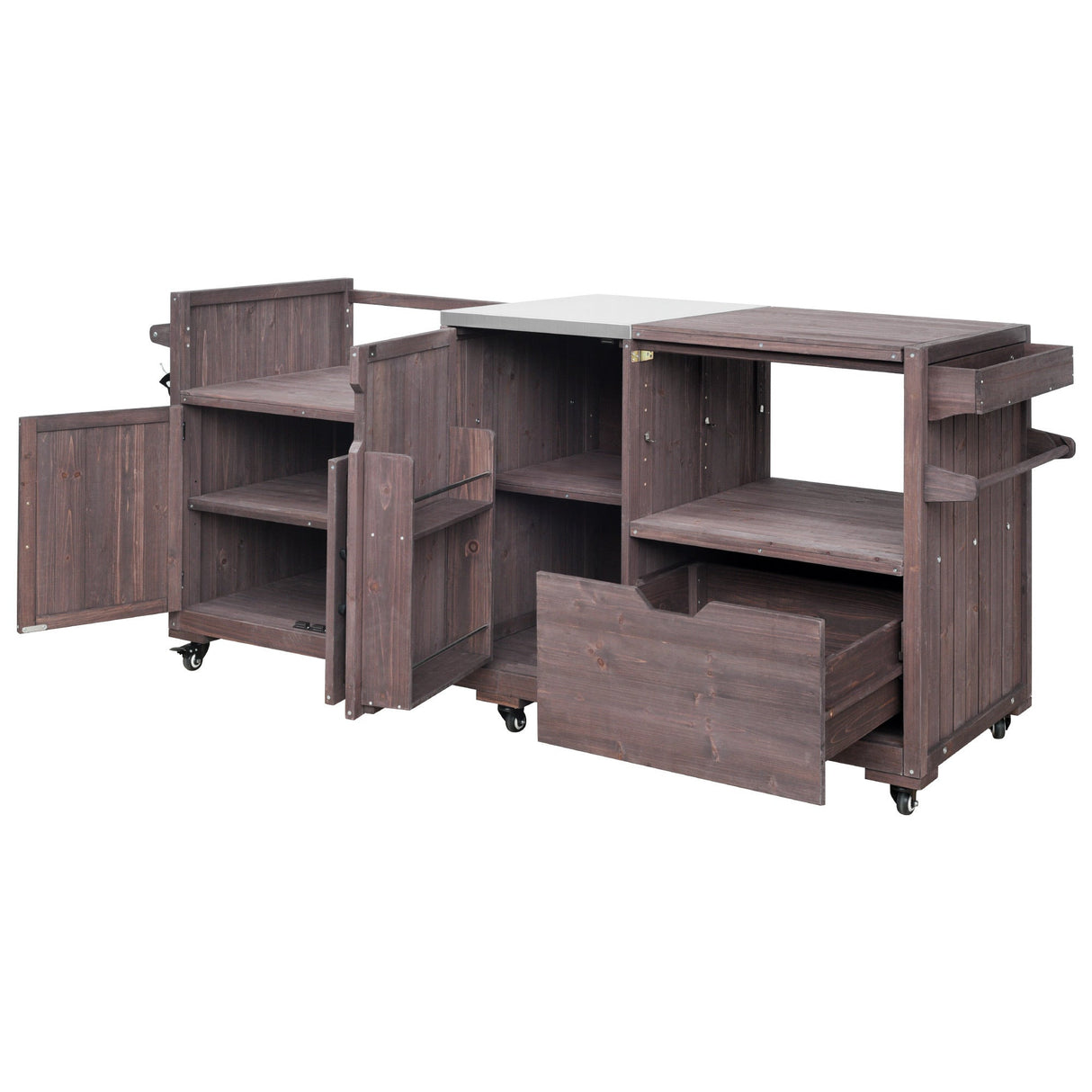 K&K 80.5' Outdoor Kitchen Island for Big Green Egg & Blackstone Griddle