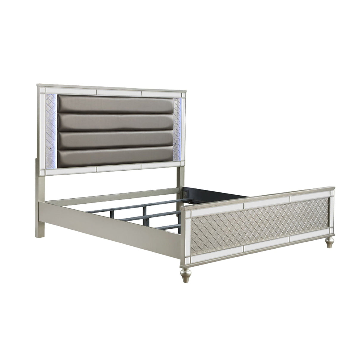 Modern Panel Bed with Tufted Design and Integrated LED Lighting