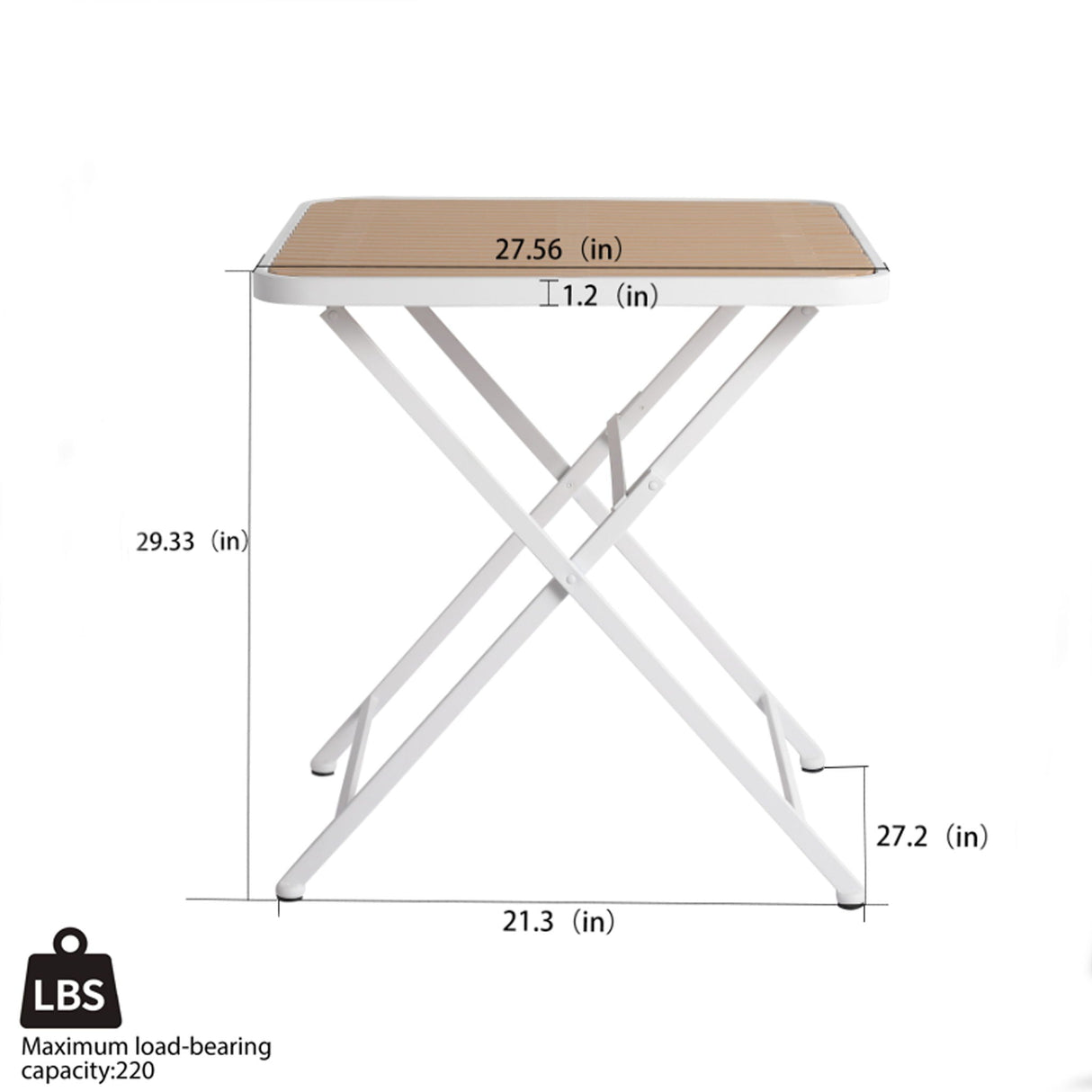 Modern Folding Square Table, Waterproof and Wear Resistant - Apricot / White