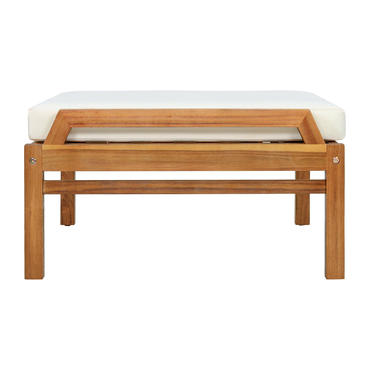 Outdoor Ottoman Table in Acacia Wood with Wicker Accents
