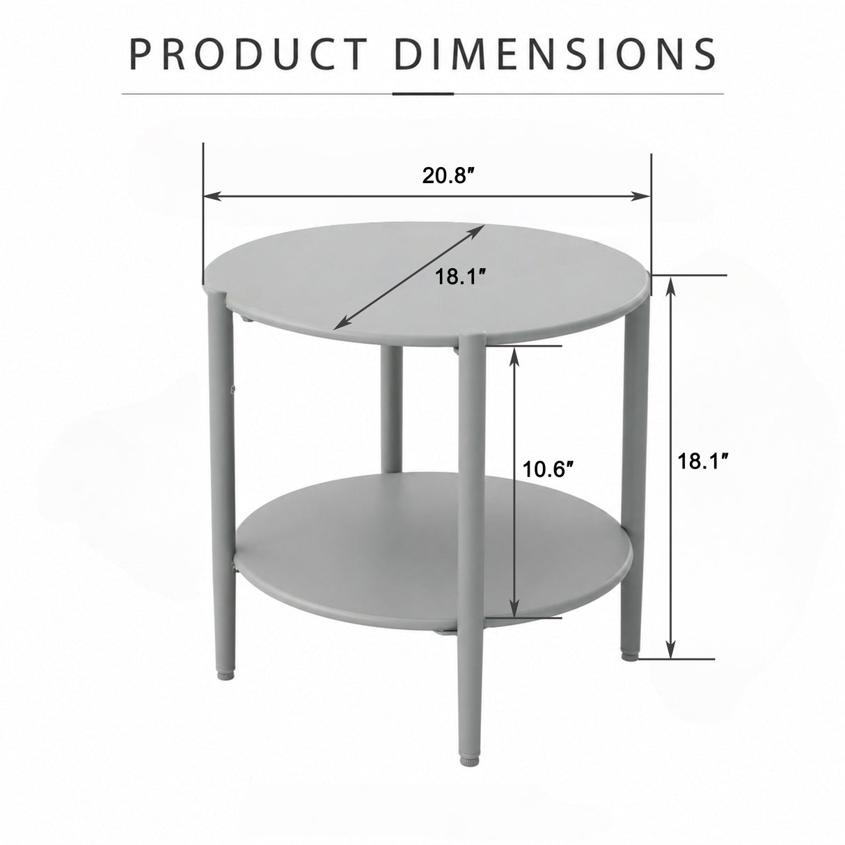 Metal Round Side Table - 2-Tier Outdoor End Table