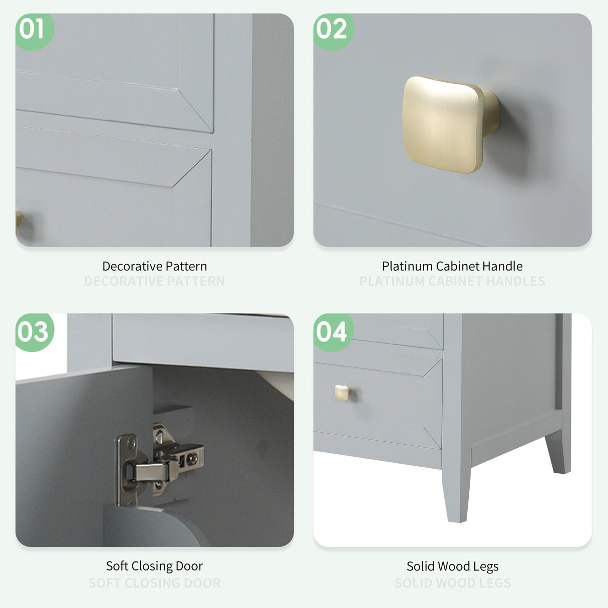 20" Bathroom Vanity with Sink, Storage Rack, and Soft Closing Door - Grey