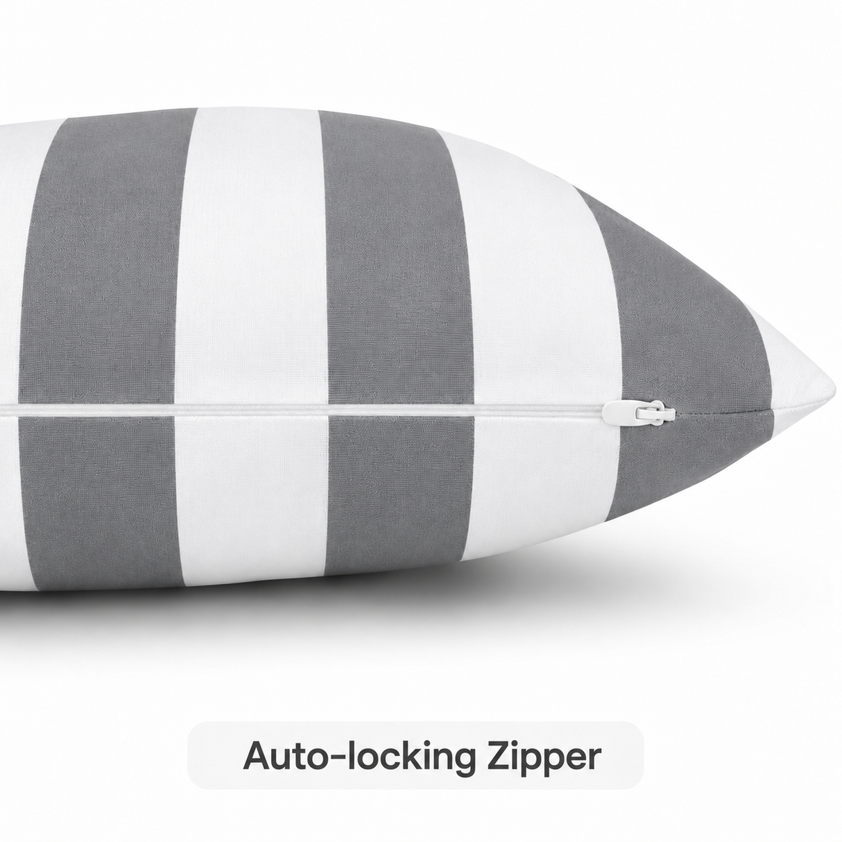 2 Pack Outdoor Lumbar Pillow Covers - Gray/White Striped