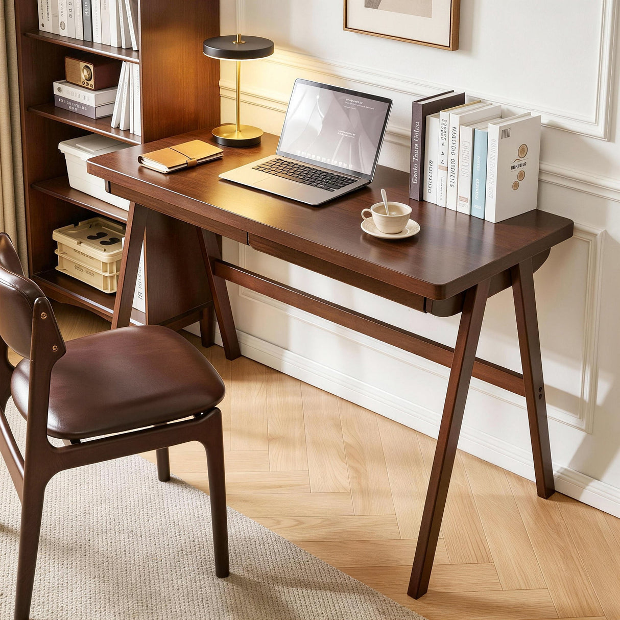 100% Solid Rubber Wood Computer Desk, Retro