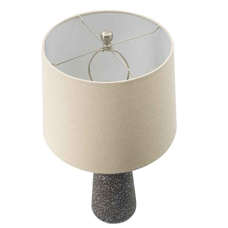 Artisan Multicolor Glass Table Lamp with Linen Shade - Black & Beige