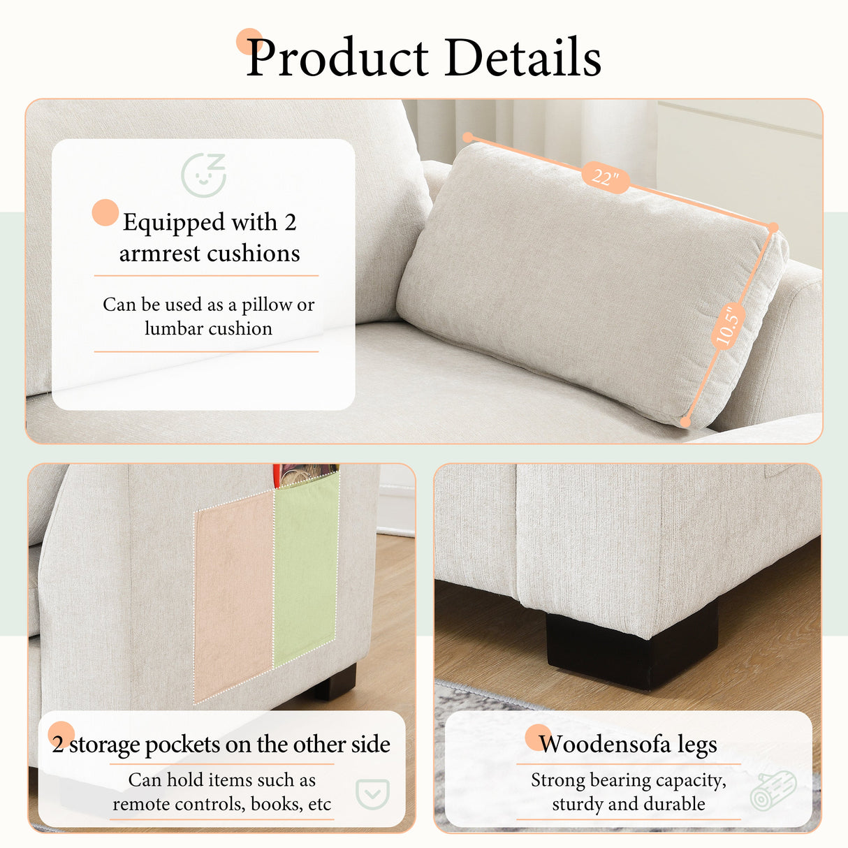 130" Modular Sectional Sofa