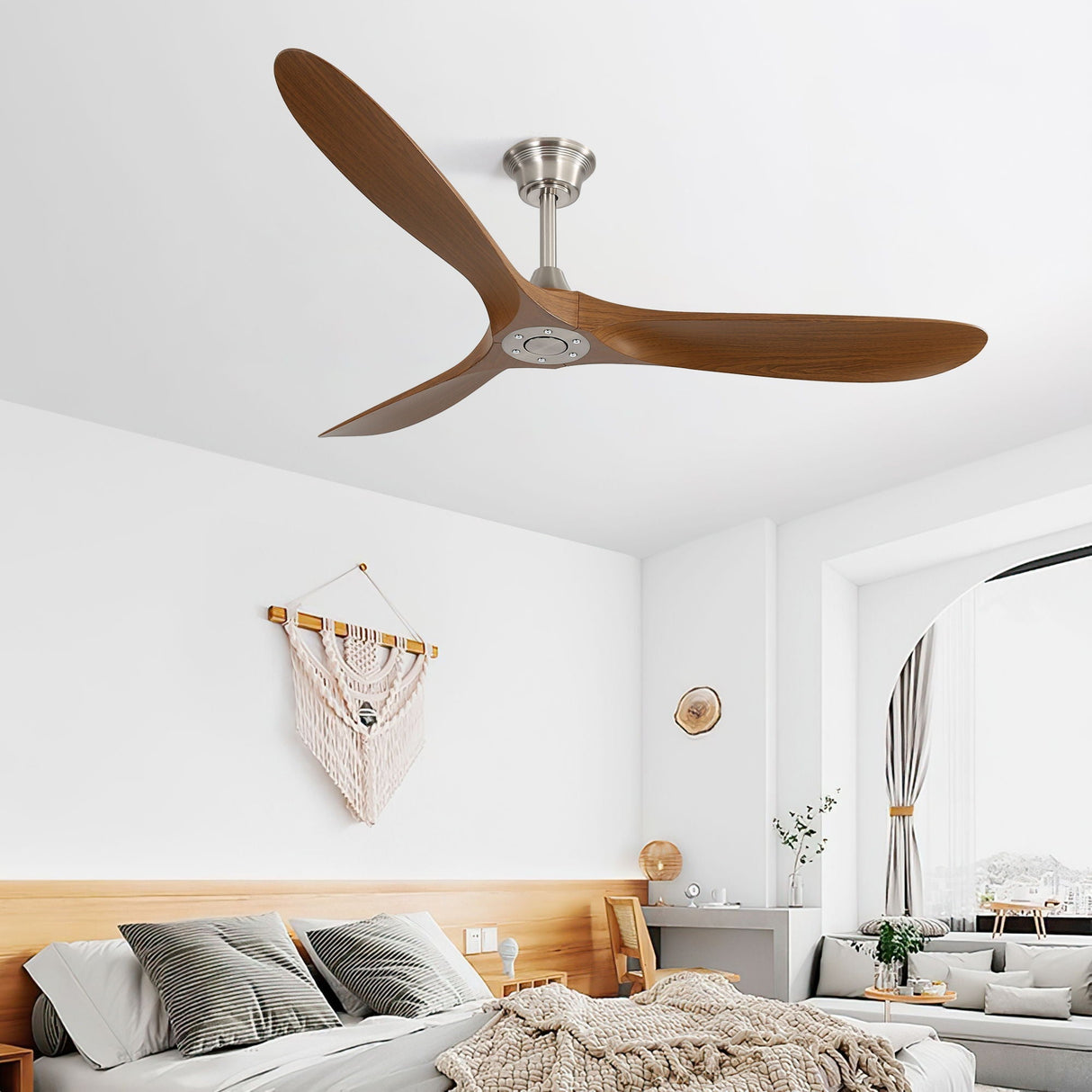 Outdoor Ceiling Fan No Light with 3 Blades Smart App Control - Brushed Nickel