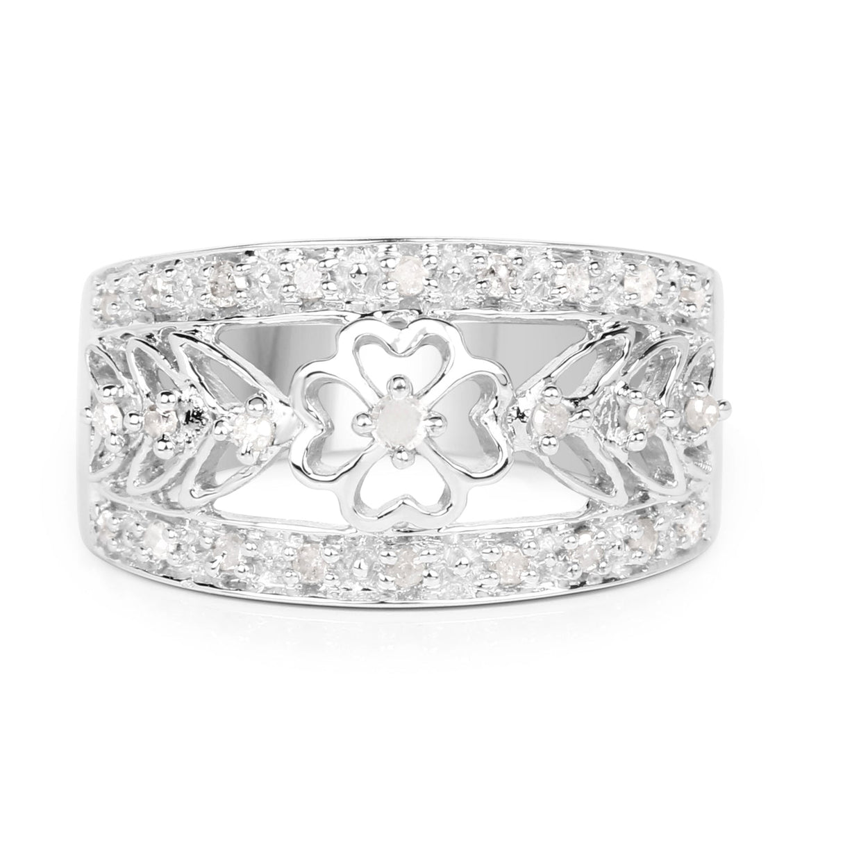 0.31 Carat Genuine White Diamond .925 Sterling Silver Ring
