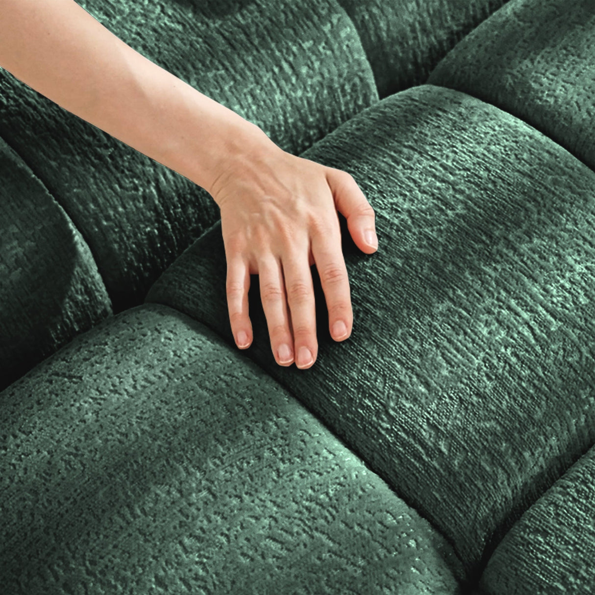 Ergonomic Single Seater Sofa with Ottoman in High-Green Chenille
