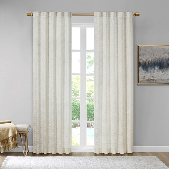 Room darkening metallic printed poly velvet rod pocket/back tab window panel pair white/gold 37x95"