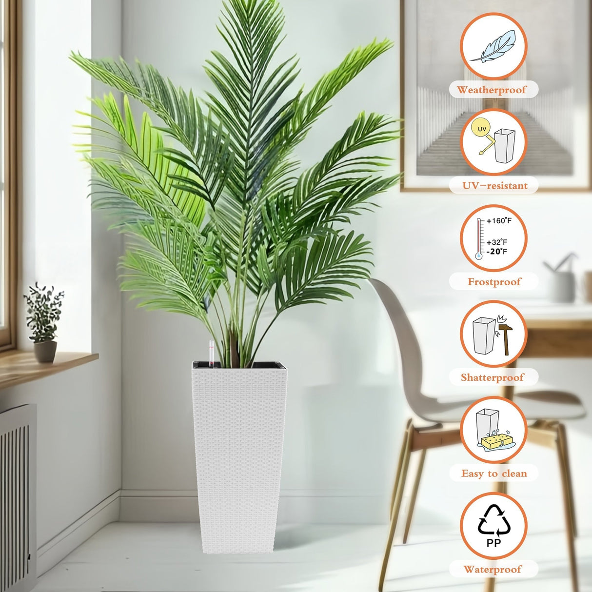 Pack of 2 Square Planters with Automatic Watering System - 22 Inch