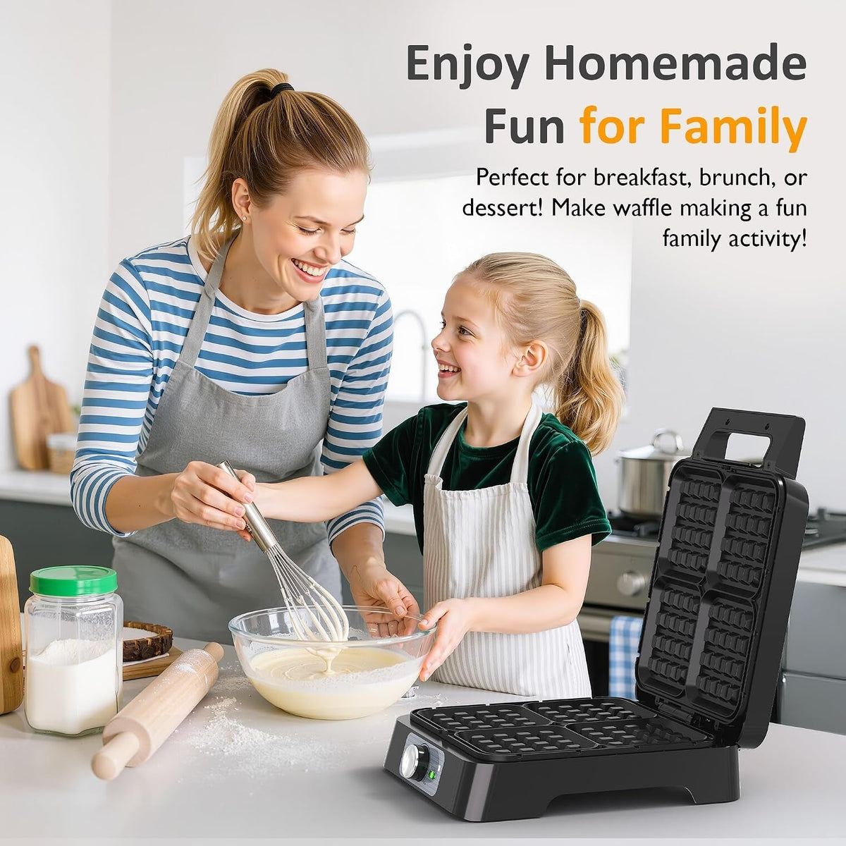 Stainless Steel 4 Slices Belgian Waffle Maker