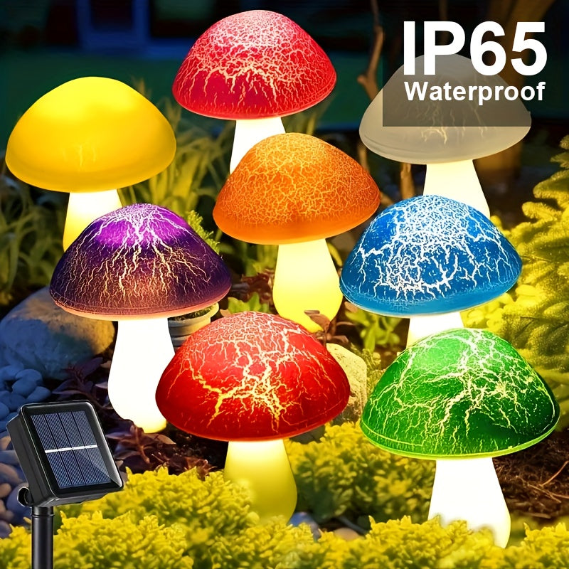 Solar Mushroom Garden Lights Outdoor, 6 LED Decorative Landscape Lights IP65 Waterproof