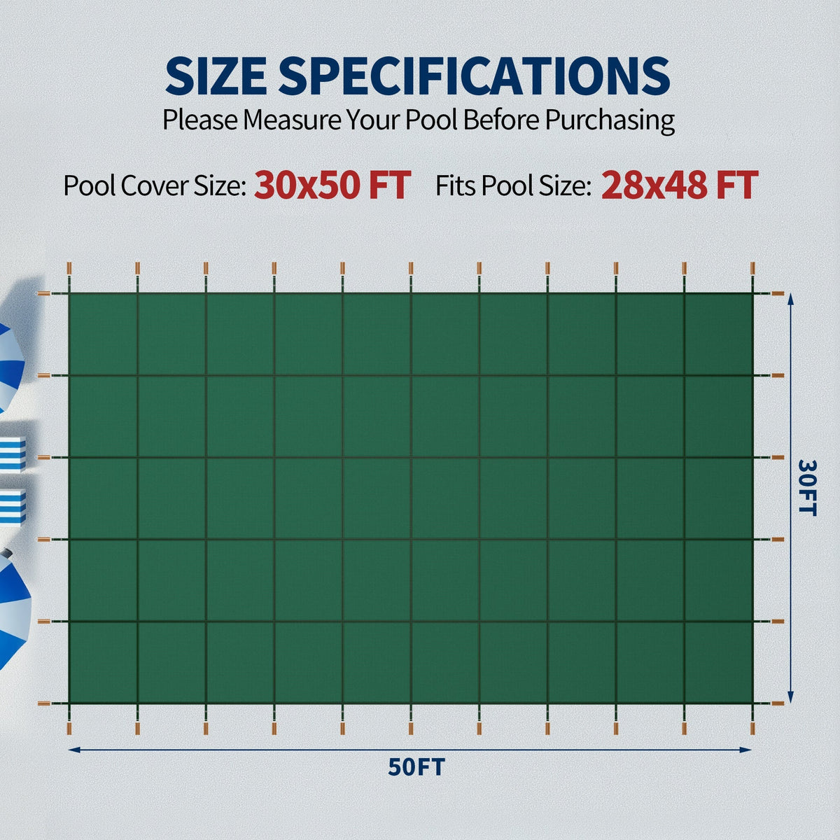 Swimming Pool Safety Cover for 30x50ft Rectangular Inground Pools