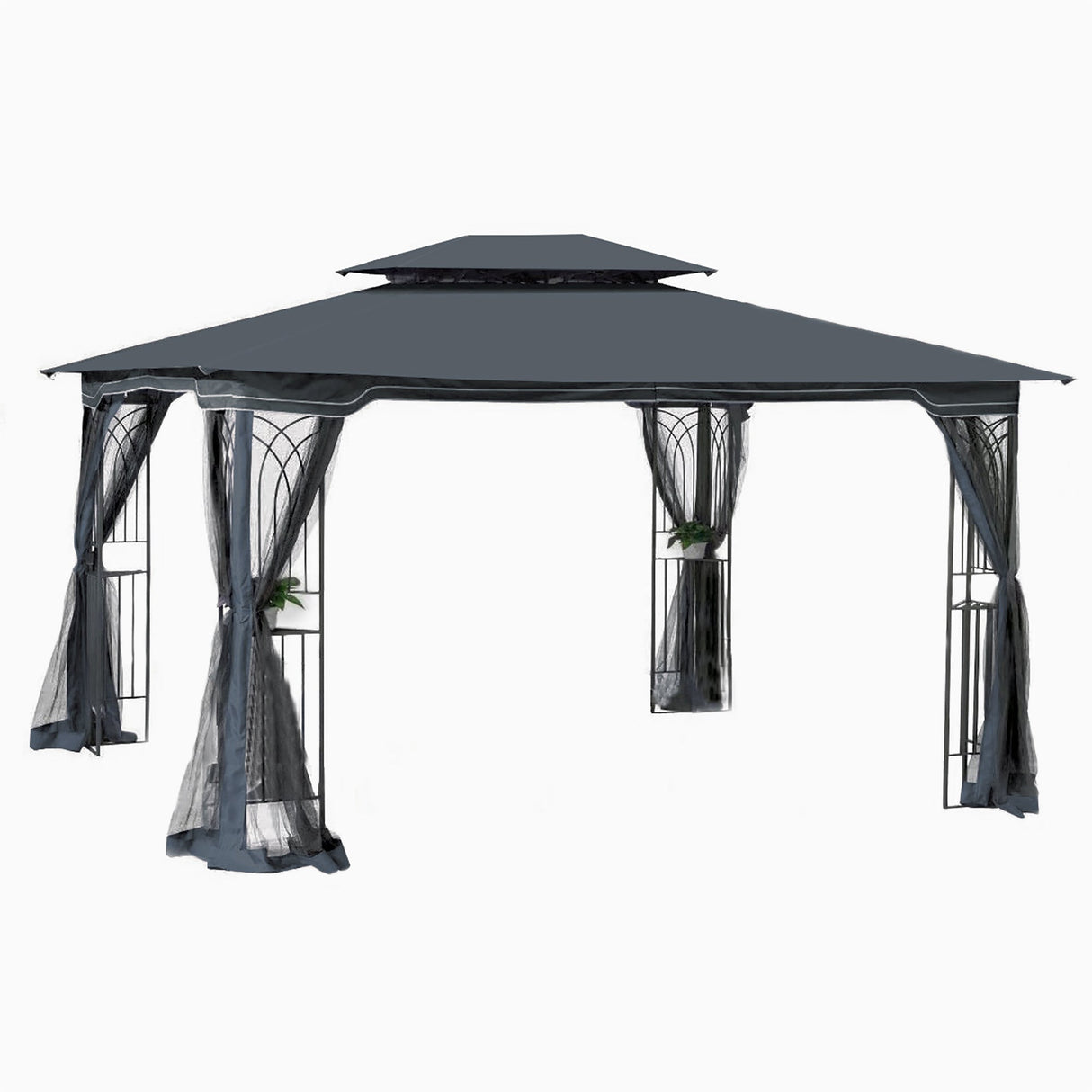 13x10 Outdoor Patio Gazebo Canopy Tent with Ventilated Double Roof and Mosquito Net