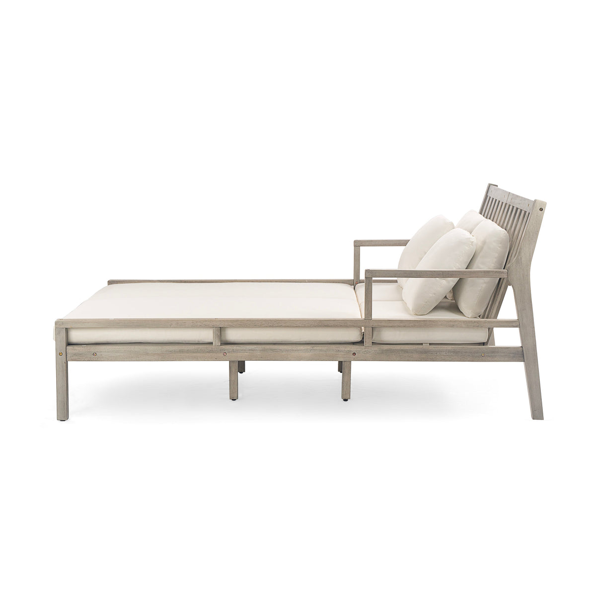 Outdoor Daybed With Four Pillows (Gray+Beige Cushion)
