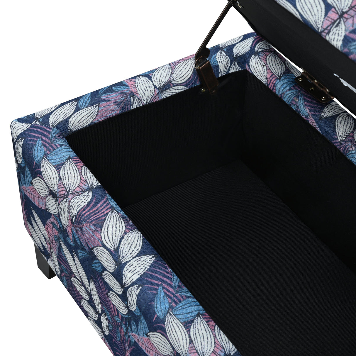 Luxury Storage Ottoman with Floral Patterned Fabric