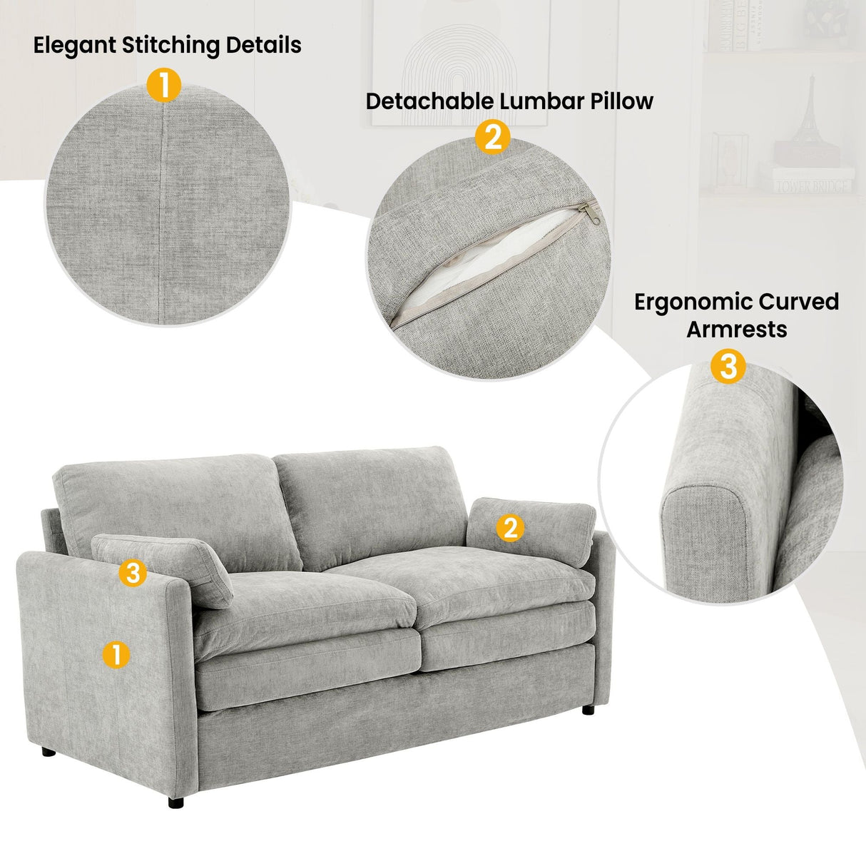 Cozy Sofa Set Oversized Comfy Cloud Sofa With Double Cushion
