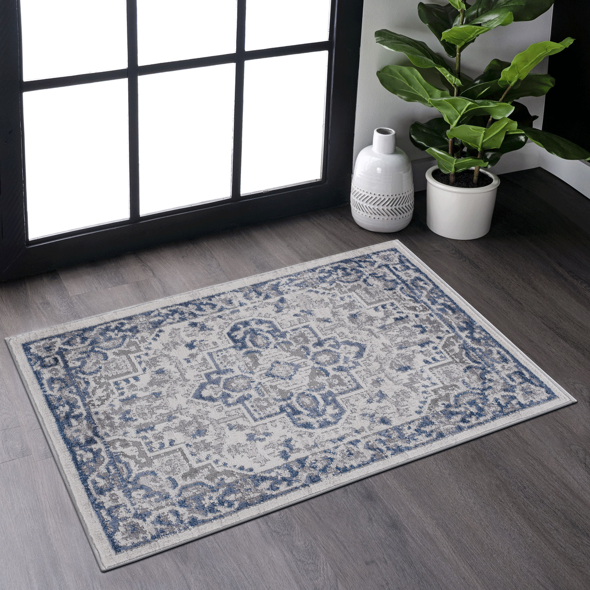NAAR-MARFI-Collection-2X3-Blue/Grey/Oriental-Non-Shedding-and-Stain-Resistant-Area-Rug-Area-Rugs