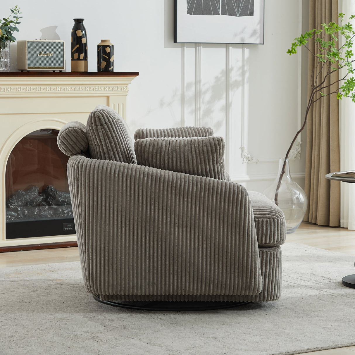 40.55"W Swivel Accent Chair with 2 Throw Pillows