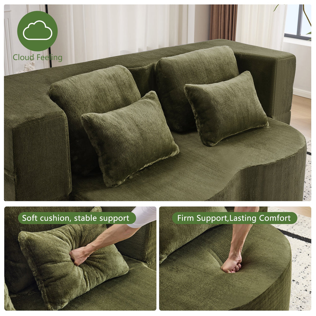 Queen Size Foldable Sofa Bed Chenille Futon Sofa Couch
