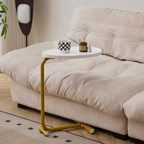 Modern-White-C-shaped-Side-Table-Set,-Versatile-End-Table-for-Couch-and-Bed,-Compact-Design-for-Small-Spaces-Coffee-Tables-and-End-Tables