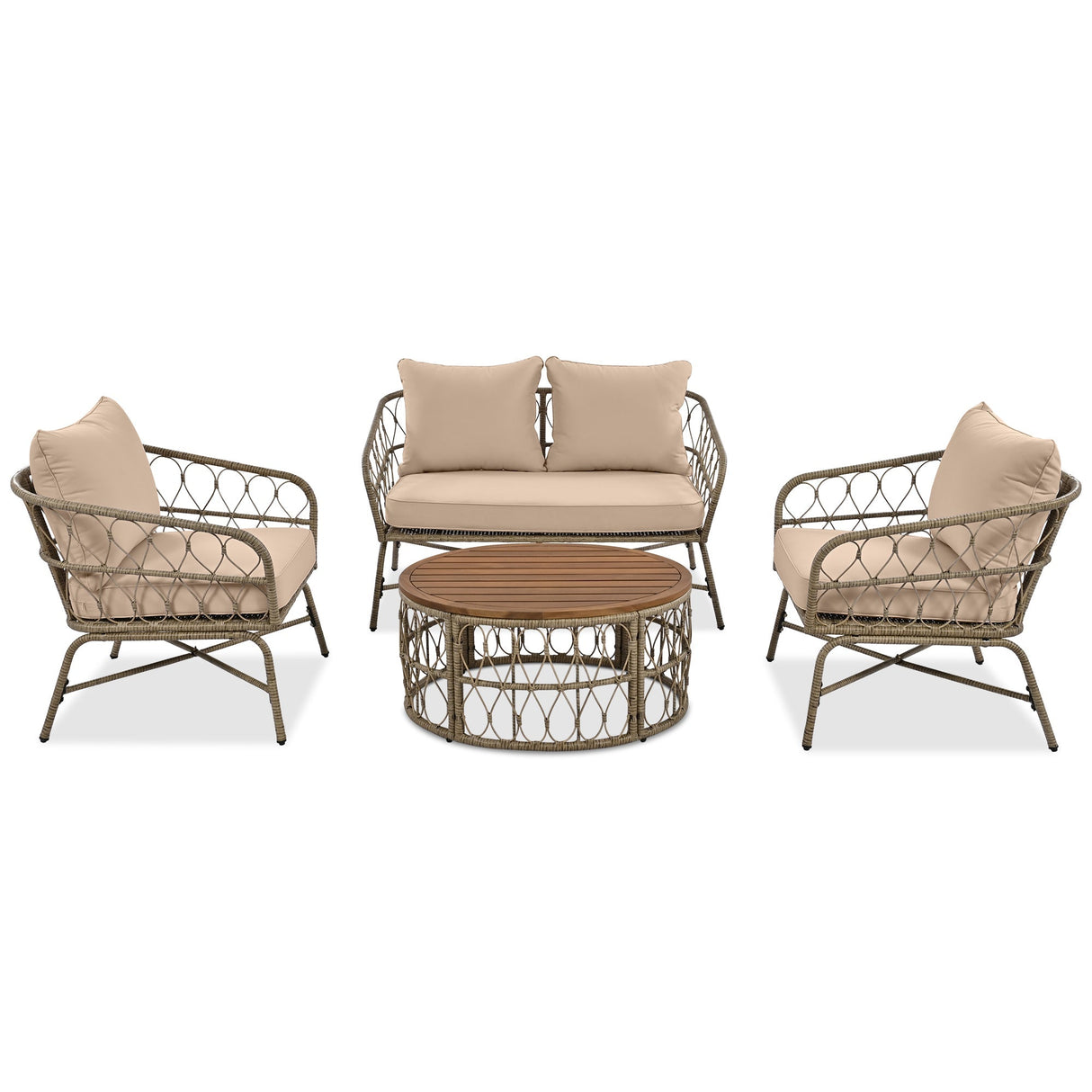 GO Bohemia-Inspired 4-Person Outdoor Seating Group with Removable Cushions