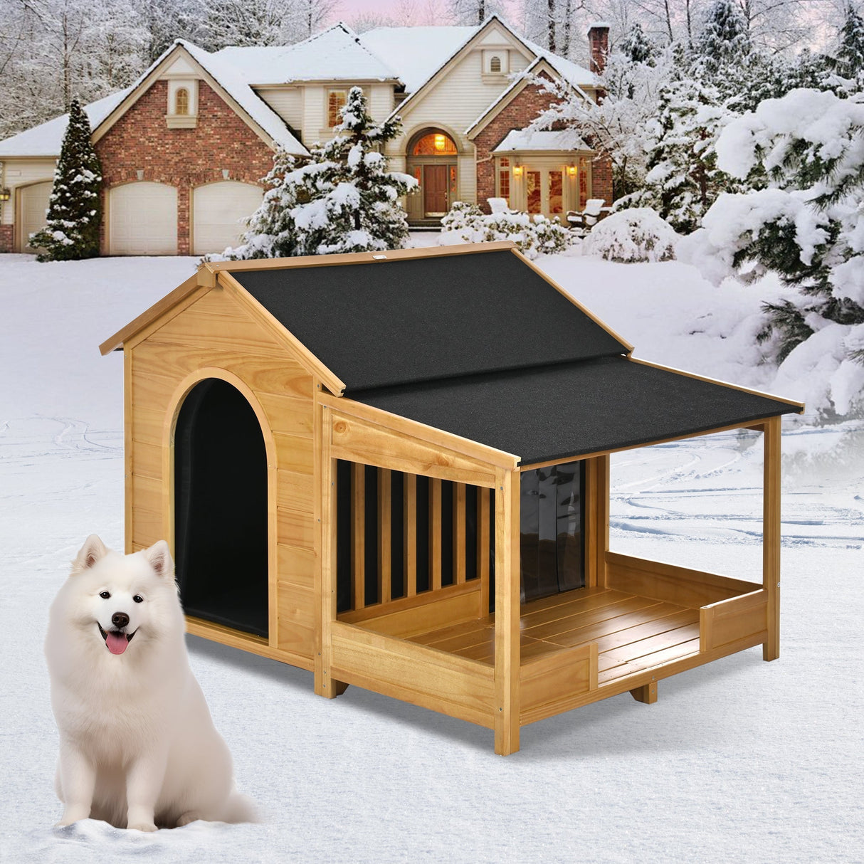 60.2' Large Outdoor Dog House with Insulated Liner for Winter