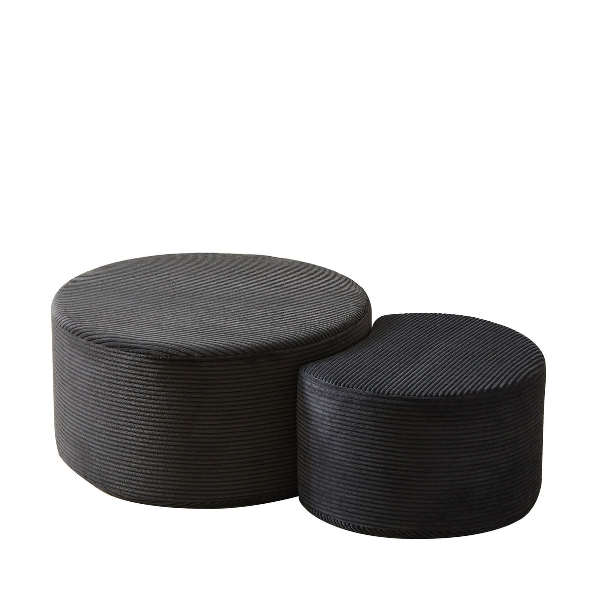 Modern Upholstered Round Coffee Table For Living Room (Set of 2)