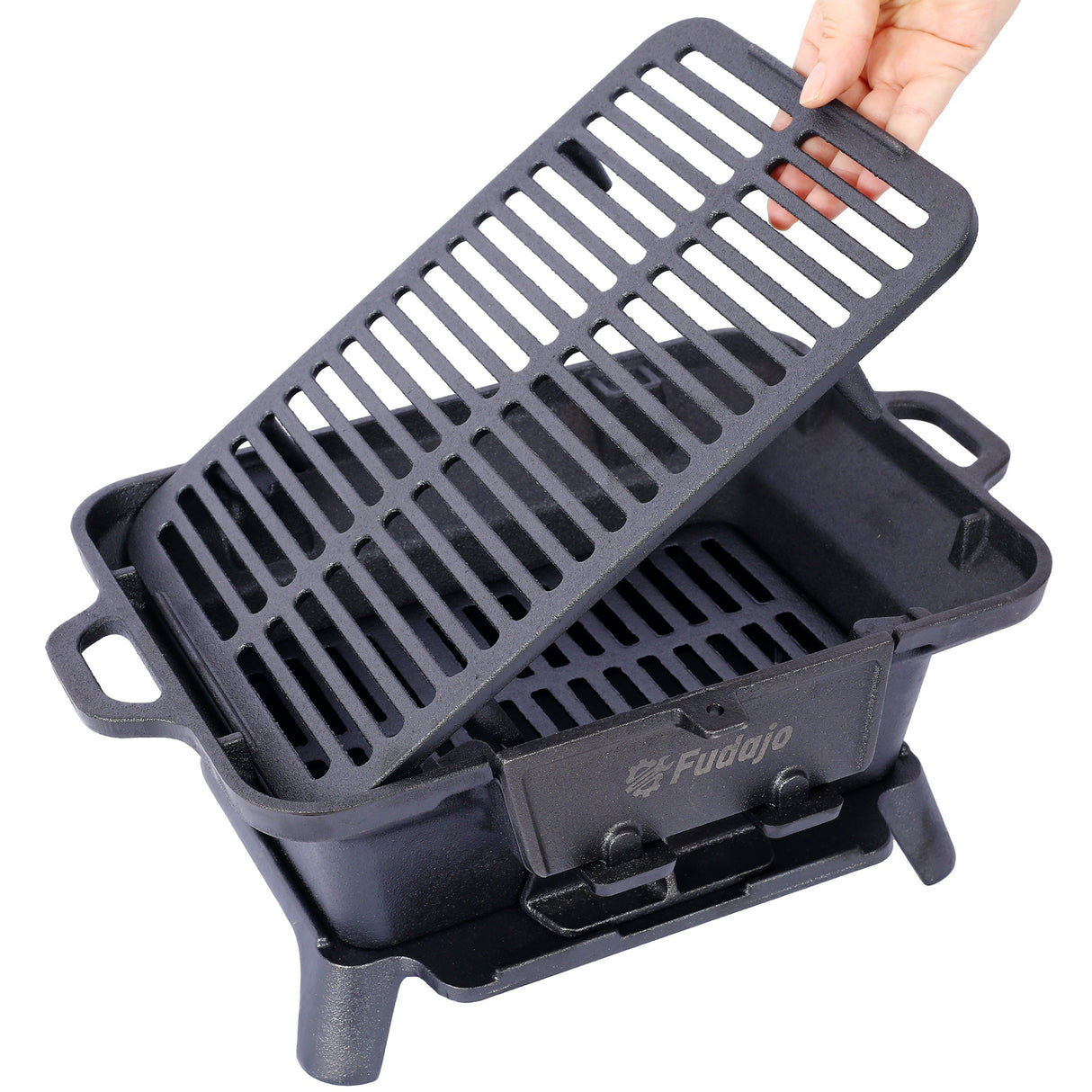 Oval Cast Iron Grill Outdoor Portable Charcoal Tabletop Skillet