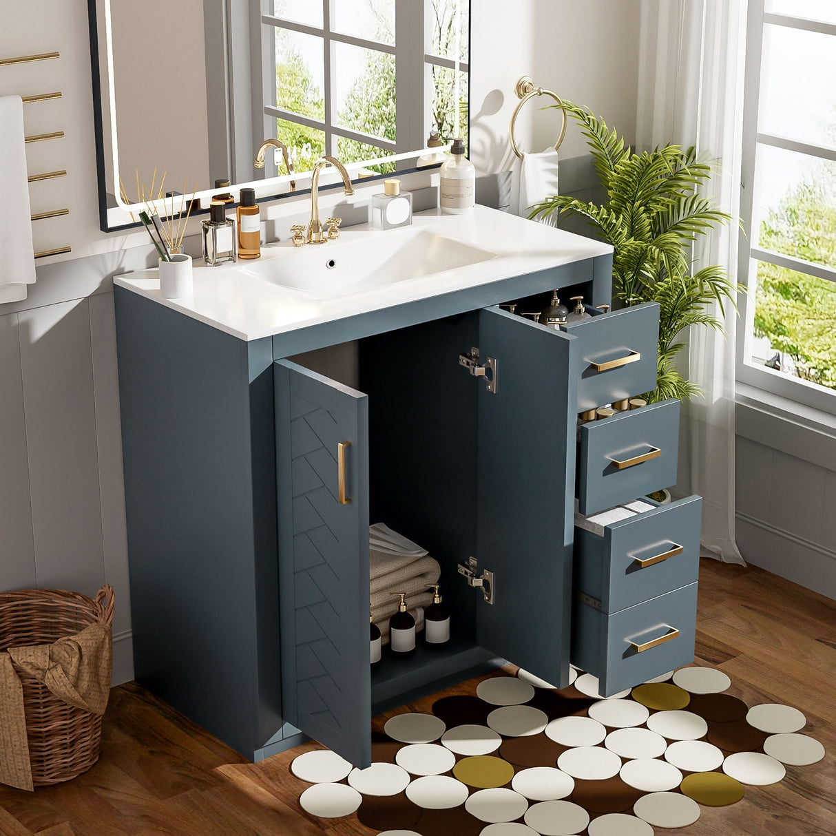 Bathroom Vanity With Sink Combo, Storage Cabinet