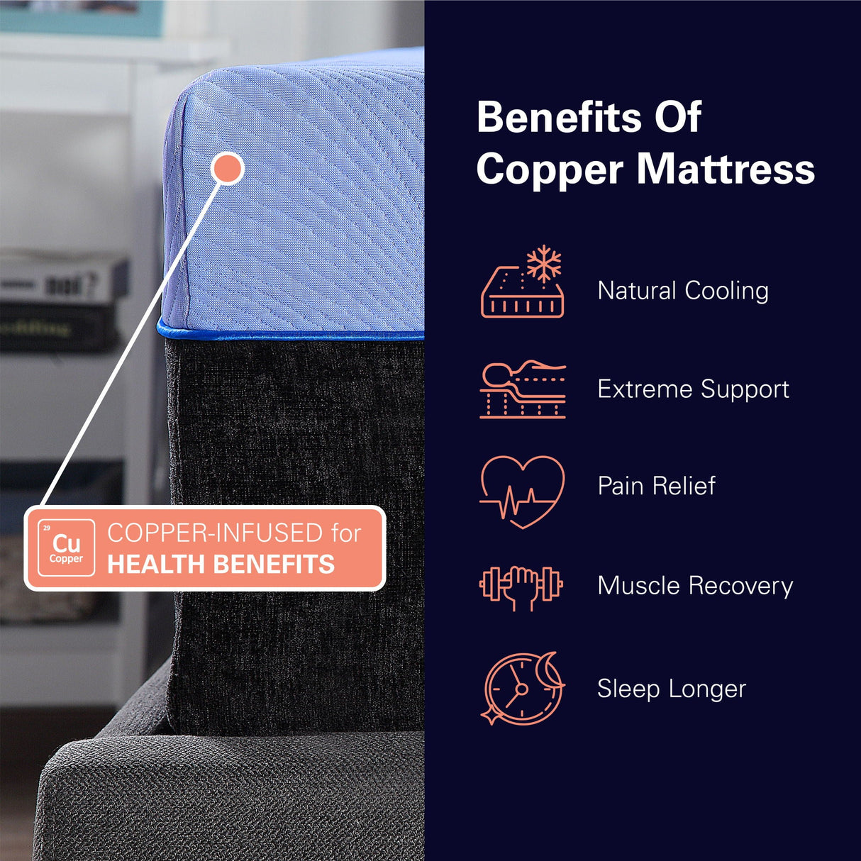 Refresh - 12" Flex Head Memory Foam Hybrid Mattress And Adjustable Base Bundle - Blue - Queen