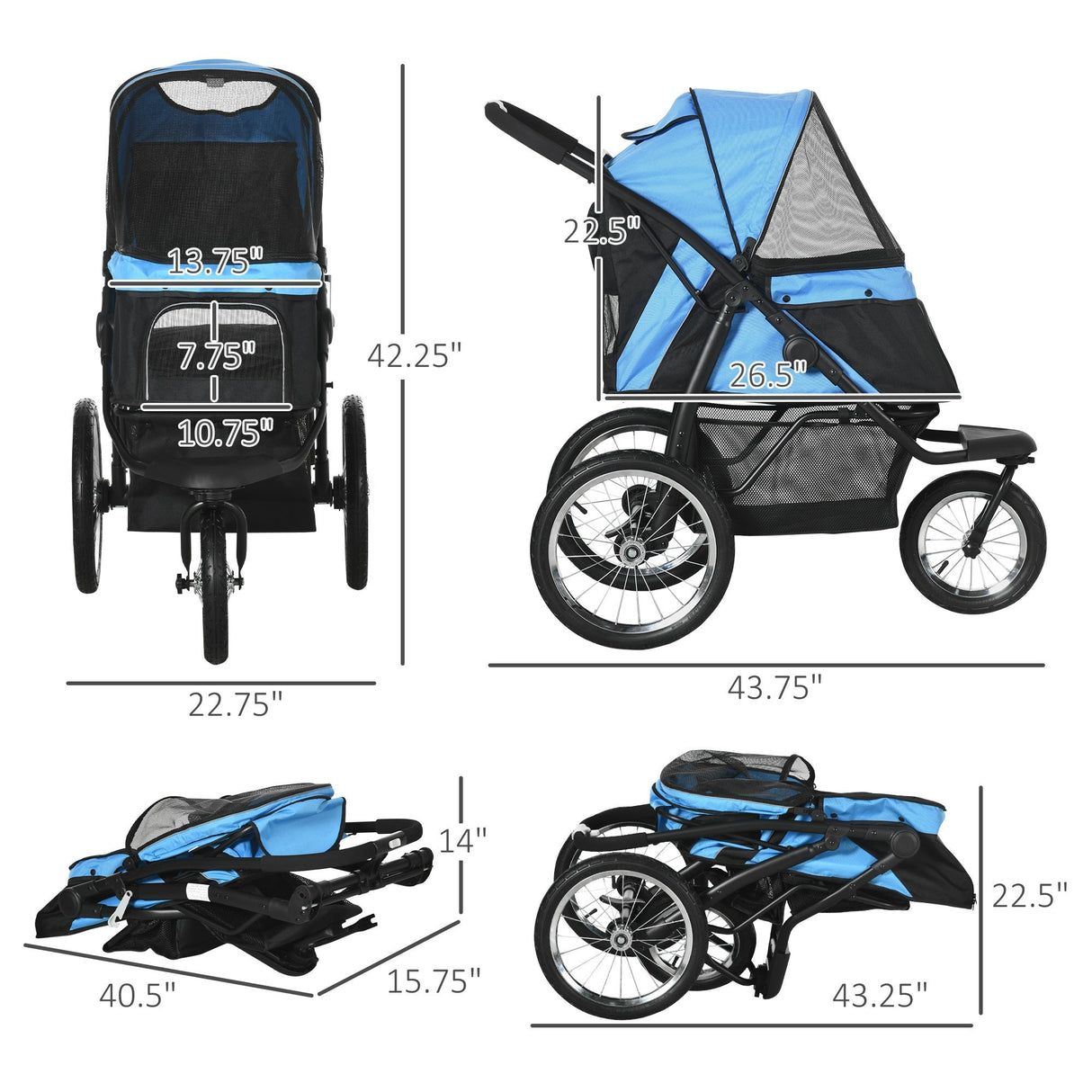 PawHut Pet Stroller for Small and Medium Dogs