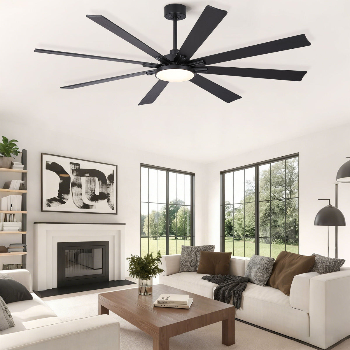 Large Ceiling Fan With Dimmable LED Light 8 Blades Remote Control, Reversible DC Motor