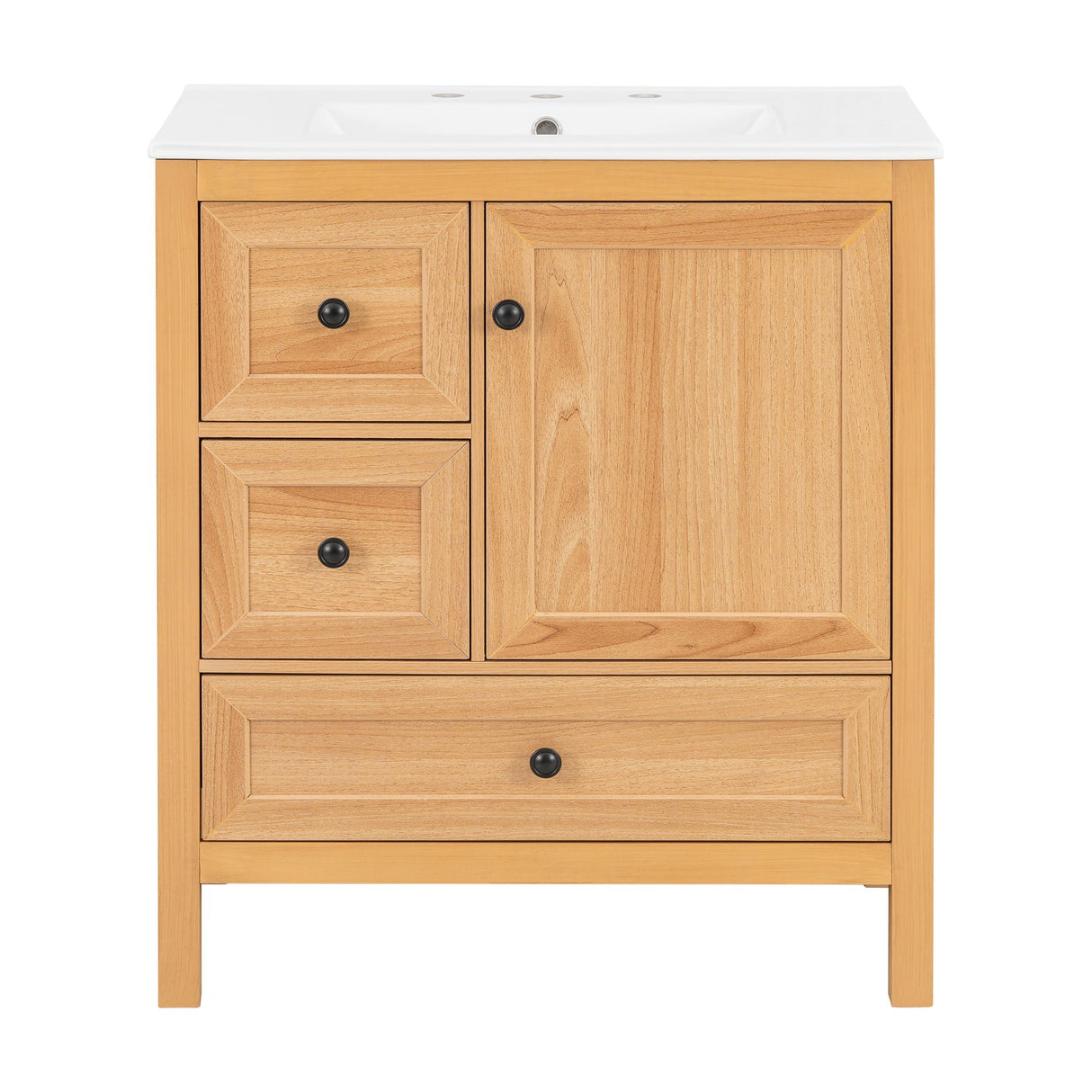 Modern Bathroom Vanity With Sink, Soft Close Drawers & Door, Storage Rack