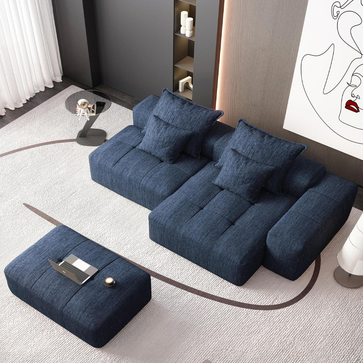 Modern Oversized Modular Sectional Sofa with Pillows - Multiple Colors