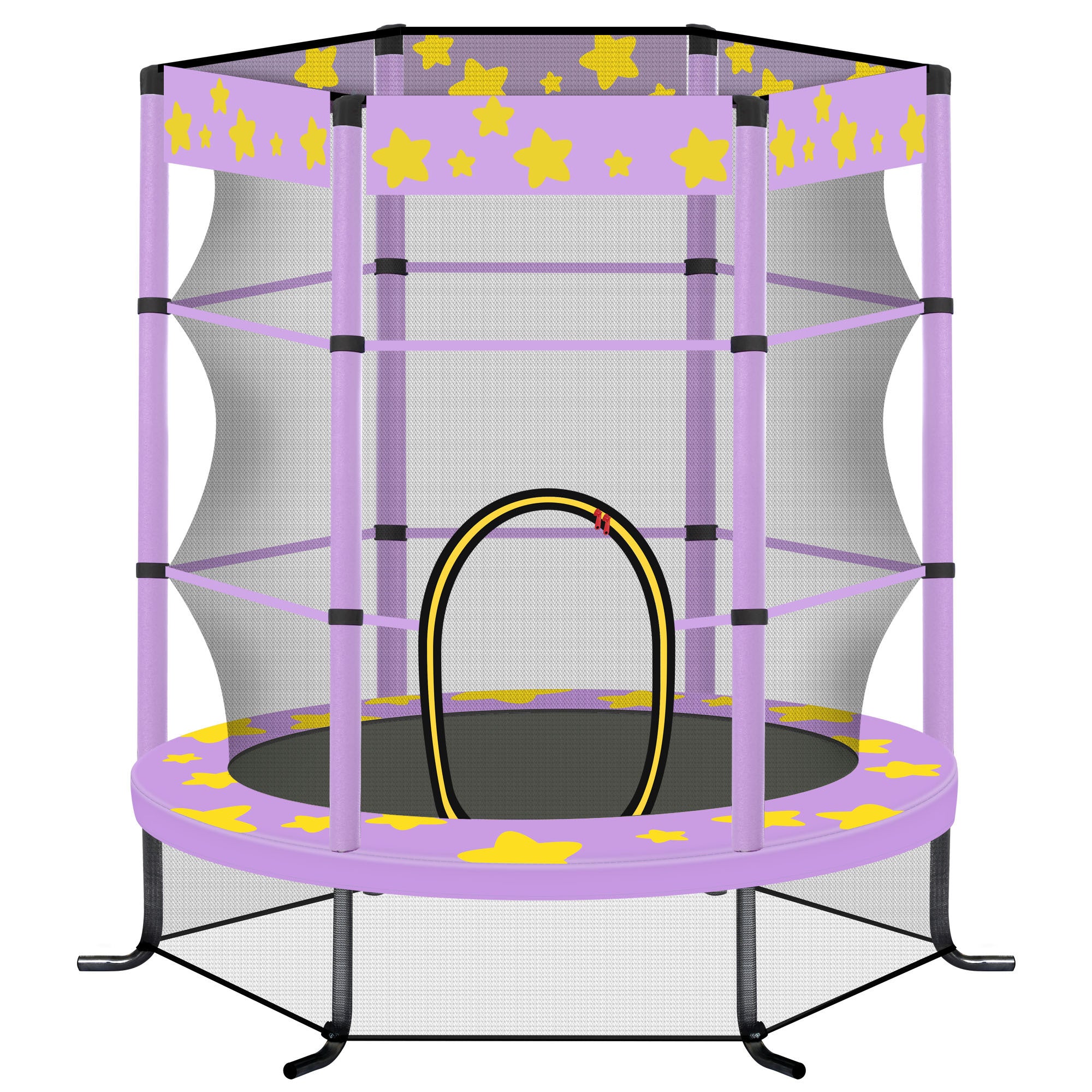 55-Inch-Kids-Trampoline-with-Safety-Enclosure-Net,-4.5FT-Outdoor-Indoor-Trampoline-for-Kids-(Purple)-Exercise-&-Fitness