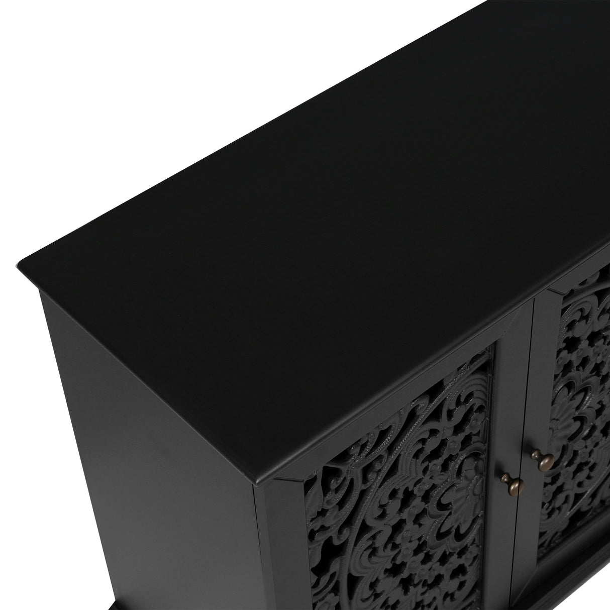 60" Antique Buffet Cabinet with Floral Carvings