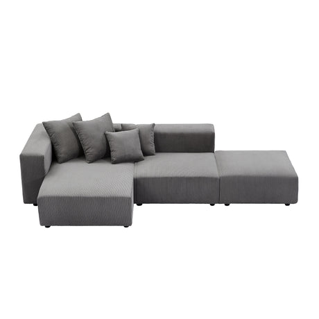 Soft-Corduroy-Sectional-Modular-Sofa-Set,-Gray-Sofas-&-Sectionals