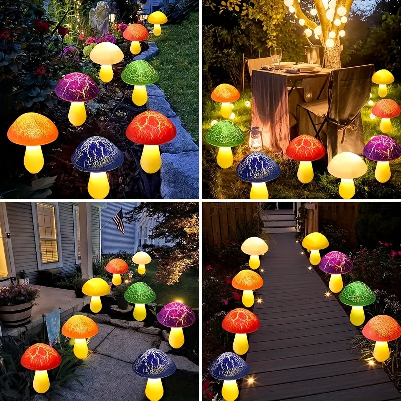 Solar Mushroom Garden Lights Outdoor, 6 LED Decorative Landscape Lights IP65 Waterproof